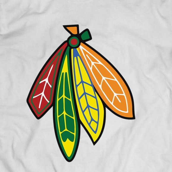 Blackhawks Indian Feathers Headdress Hockey Tee - Picture 2 of 2